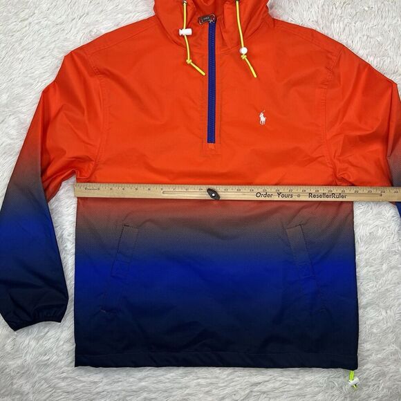 NWT Polo Ralph Lauren Orange Ombre Mens Waterproof Pullover Hoodie Jacket Size S - Picture 8 of 16